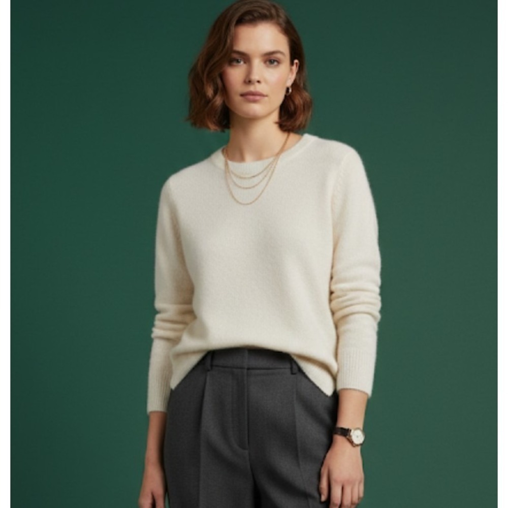 Rag & Bone IVORY Women's Alpaca Wool Blend Sweater US Large Elbow Patch Slit 404